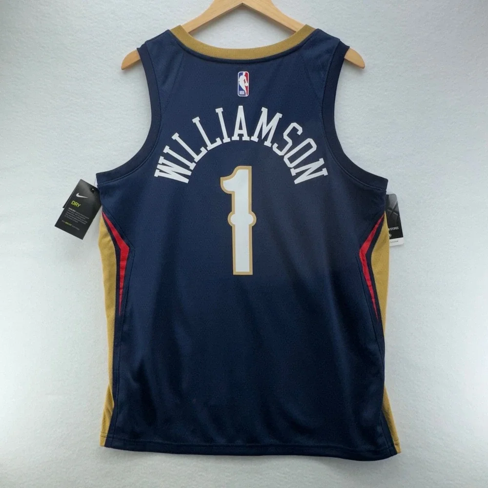 Nike NBA New Orleans Zion Williamson Swingman Jersey‎ Mens Size Large Blue Gold